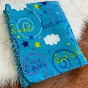 Vintage•Limited Too•’Good Girls' Soft Plush Blue Graphic Throw Blanket